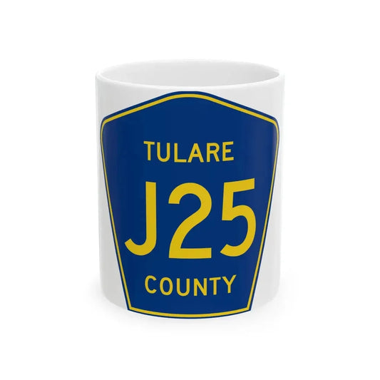 Tulare County J25 (California) (Road Sign) White Coffee Mug 11oz - Go Mug Yourself
