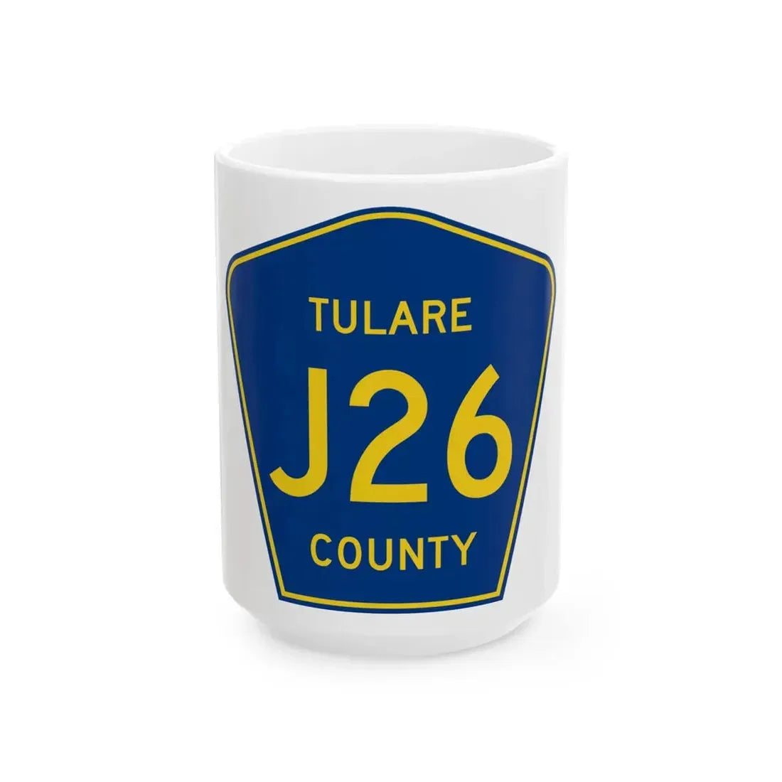 Tulare County J26 (California) (Road Sign) White Coffee Mug 15oz - Go Mug Yourself
