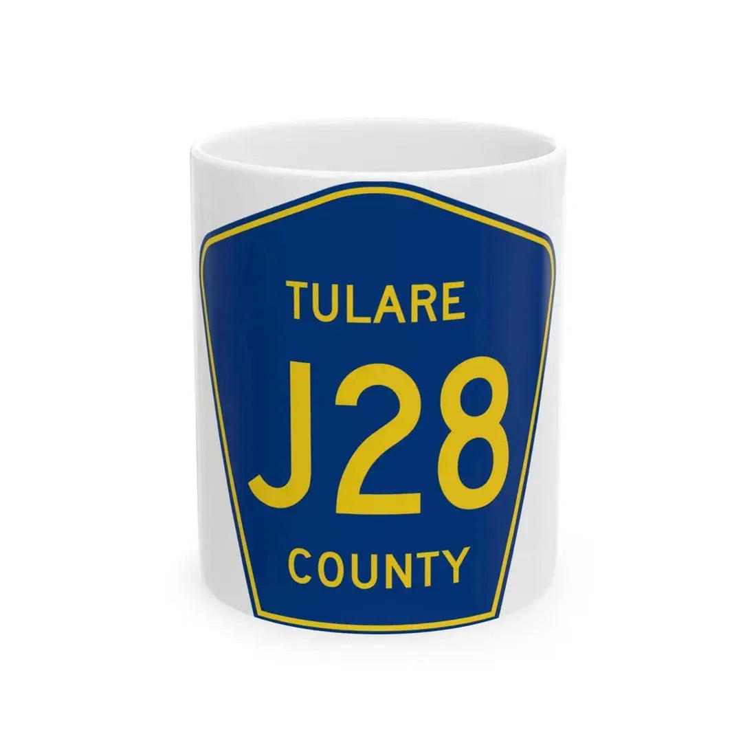 Tulare County J28 (California) (Road Sign) White Coffee Mug 11oz - Go Mug Yourself