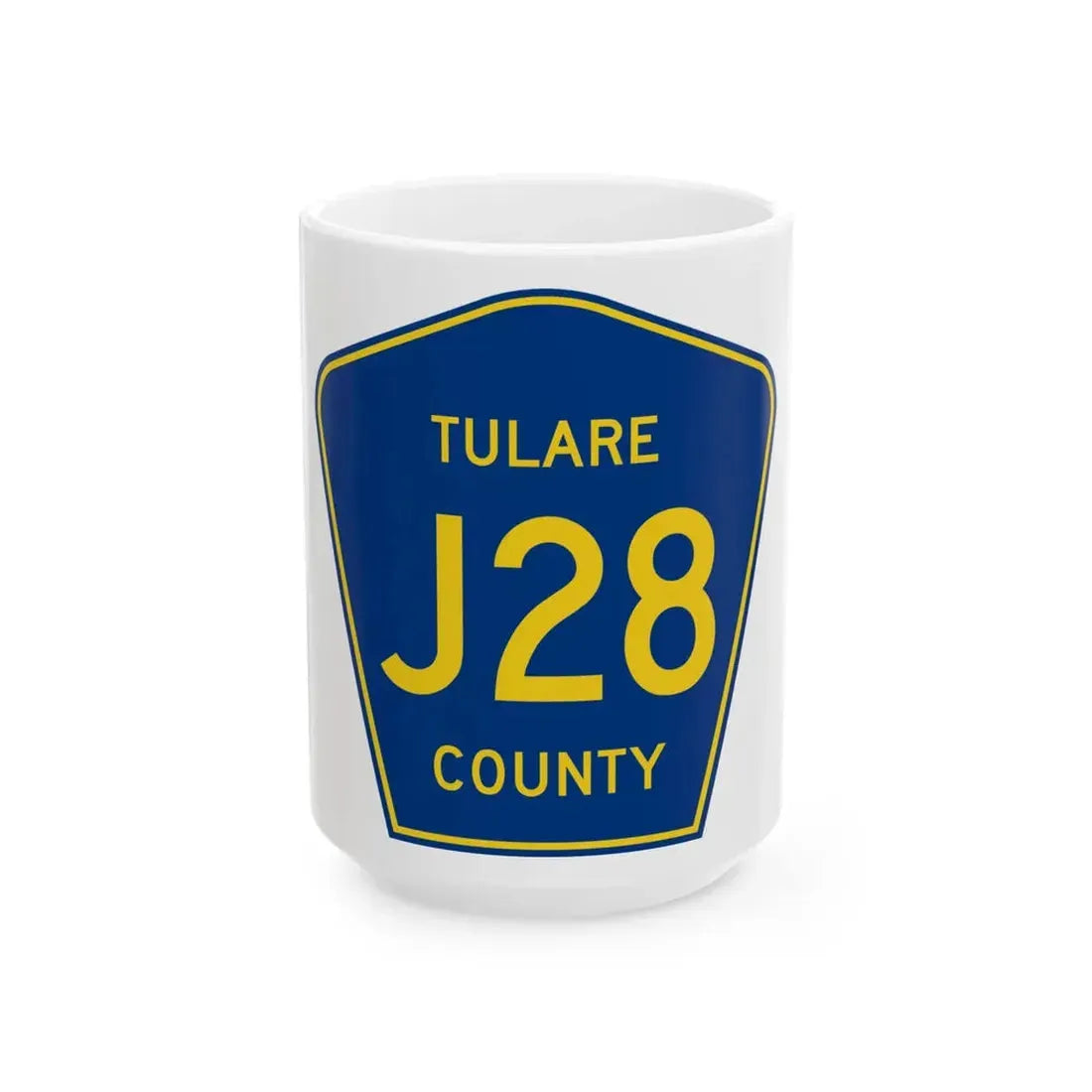 Tulare County J28 (California) (Road Sign) White Coffee Mug 15oz - Go Mug Yourself