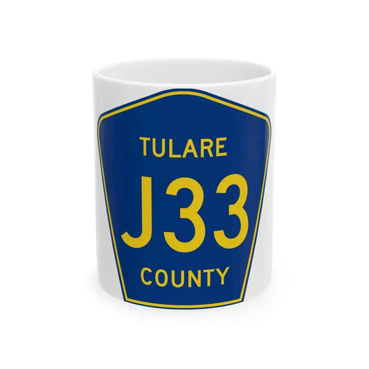 Tulare County J33 (California) (Road Sign) White Coffee Mug 11oz - Go Mug Yourself