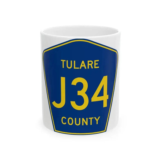 Tulare County J34 (California) (Road Sign) White Coffee Mug 11oz - Go Mug Yourself