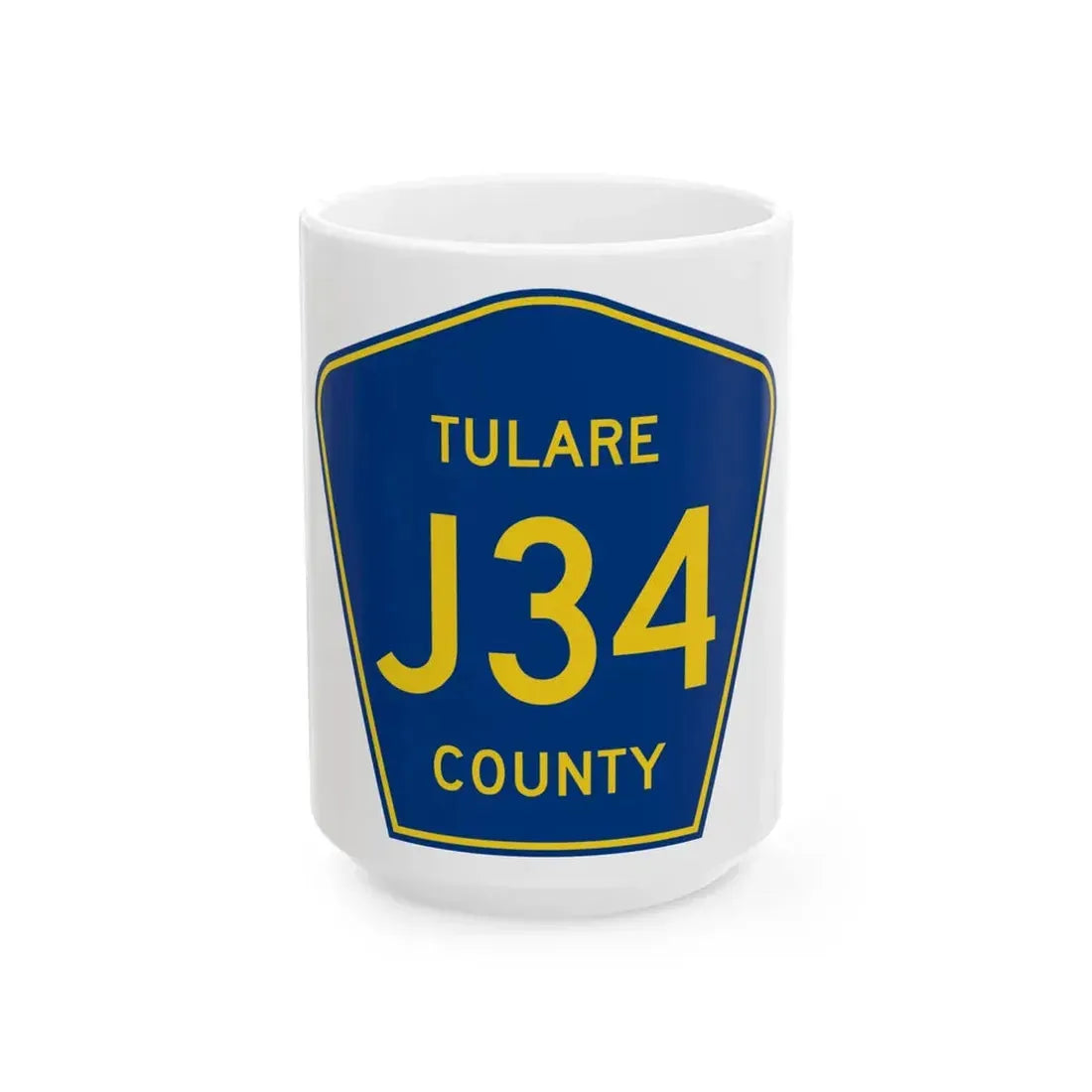 Tulare County J34 (California) (Road Sign) White Coffee Mug 15oz - Go Mug Yourself