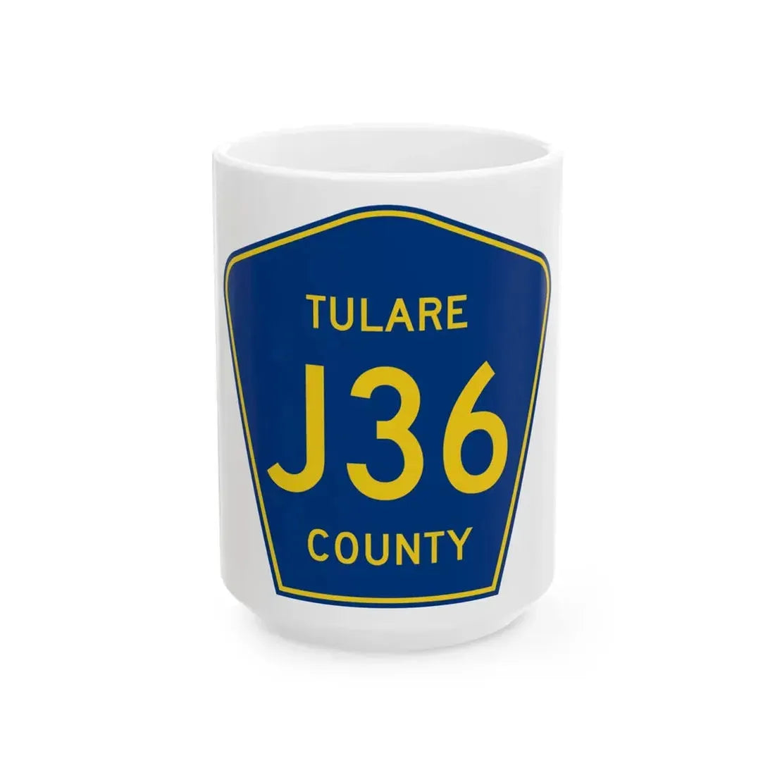 Tulare County J36 (California) (Road Sign) White Coffee Mug 15oz - Go Mug Yourself