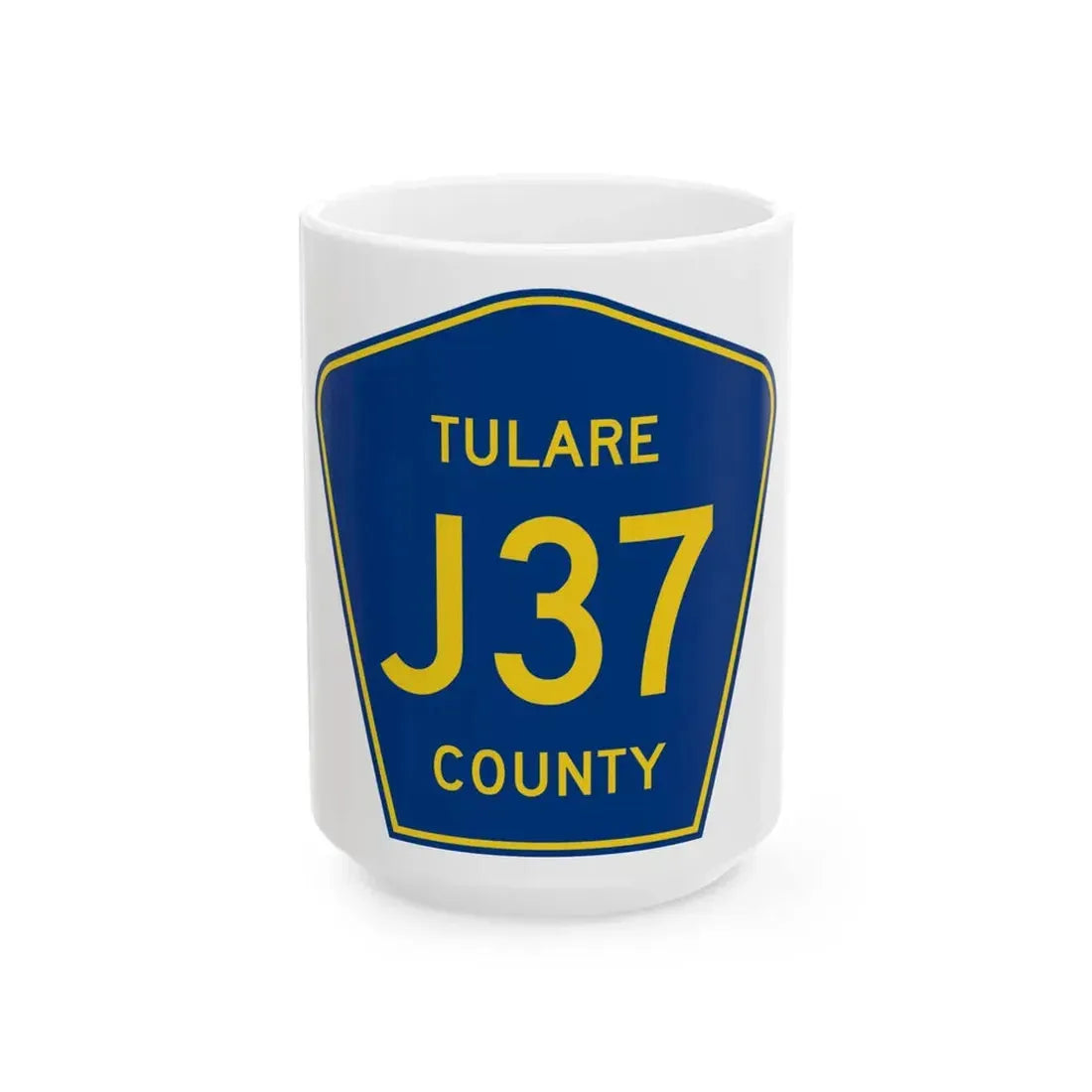 Tulare County J37 (California) (Road Sign) White Coffee Mug 15oz - Go Mug Yourself