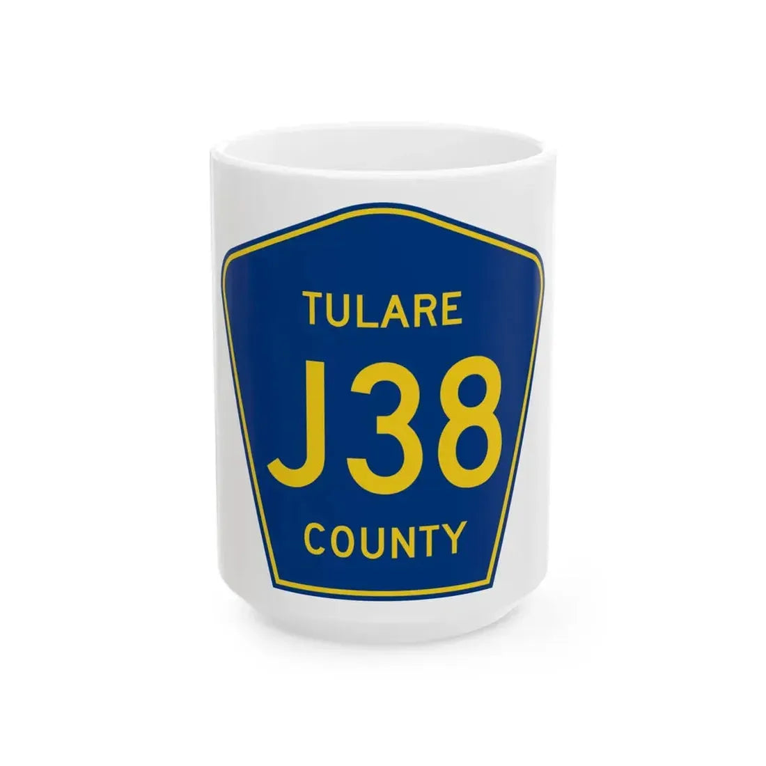 Tulare County J38 (California) (Road Sign) White Coffee Mug 15oz - Go Mug Yourself