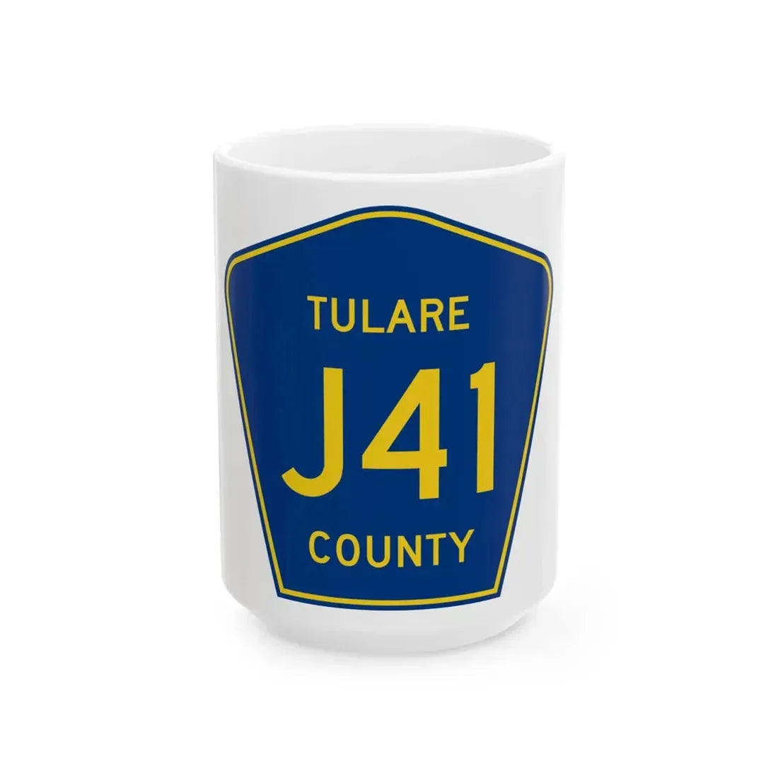 Tulare County J41 (California) (Road Sign) White Coffee Mug 15oz - Go Mug Yourself