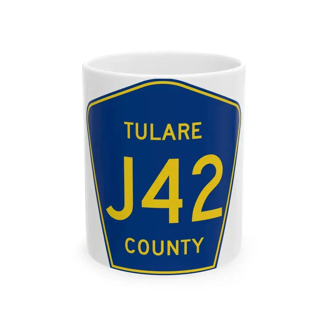 Tulare County J42 (California) (Road Sign) White Coffee Mug 11oz - Go Mug Yourself