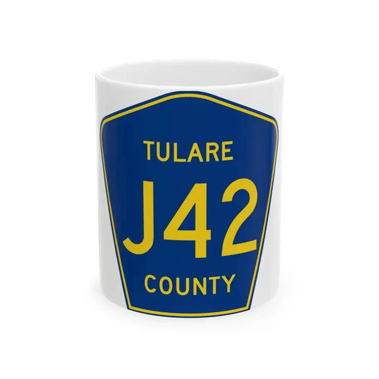 Tulare County J42 (California) (Road Sign) White Coffee Mug 11oz - Go Mug Yourself
