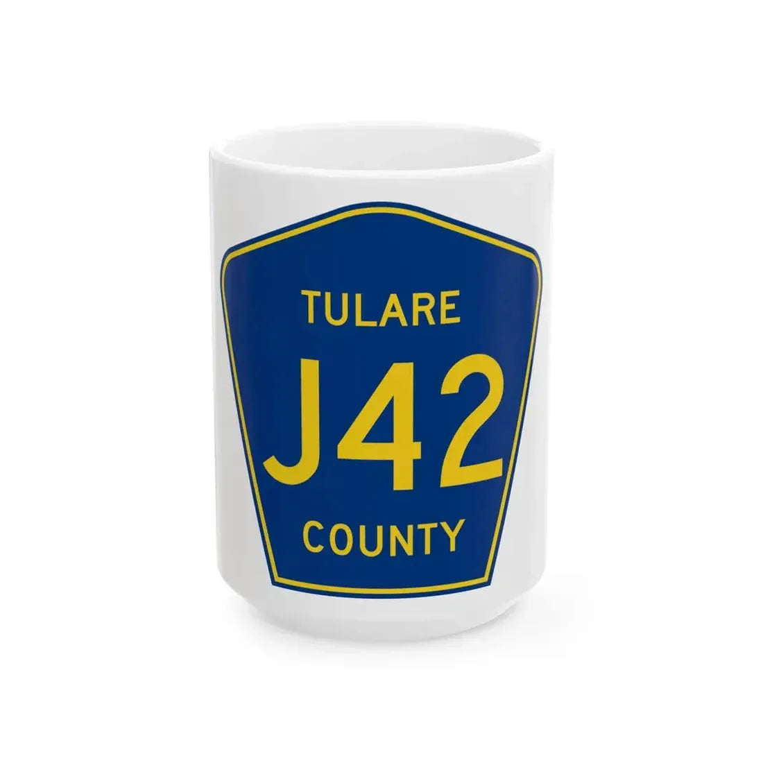 Tulare County J42 (California) (Road Sign) White Coffee Mug 15oz - Go Mug Yourself