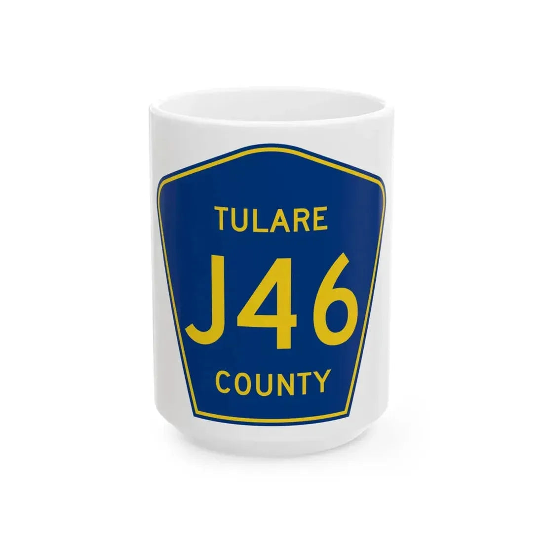 Tulare County J46 (California) (Road Sign) White Coffee Mug 15oz - Go Mug Yourself