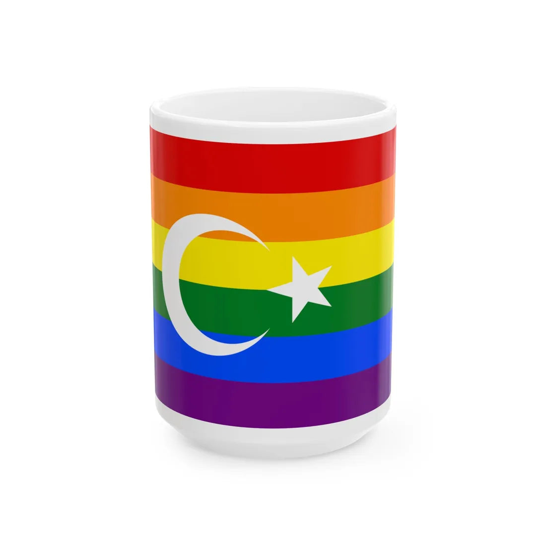 Turkish Gay Pride Flag (Turkey) White Coffee Mug 15oz - Go Mug Yourself