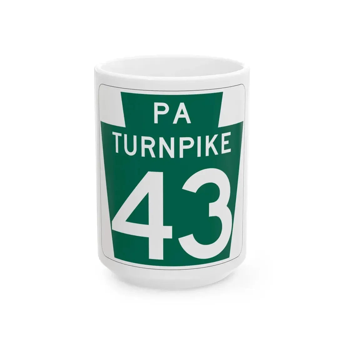 Turnpike-43 (Pennsylvania) (Road Sign) White Coffee Mug 15oz - Go Mug Yourself