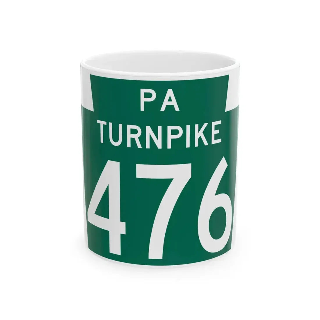 Turnpike-476 (Pennsylvania) (Road Sign) White Coffee Mug 11oz - Go Mug Yourself