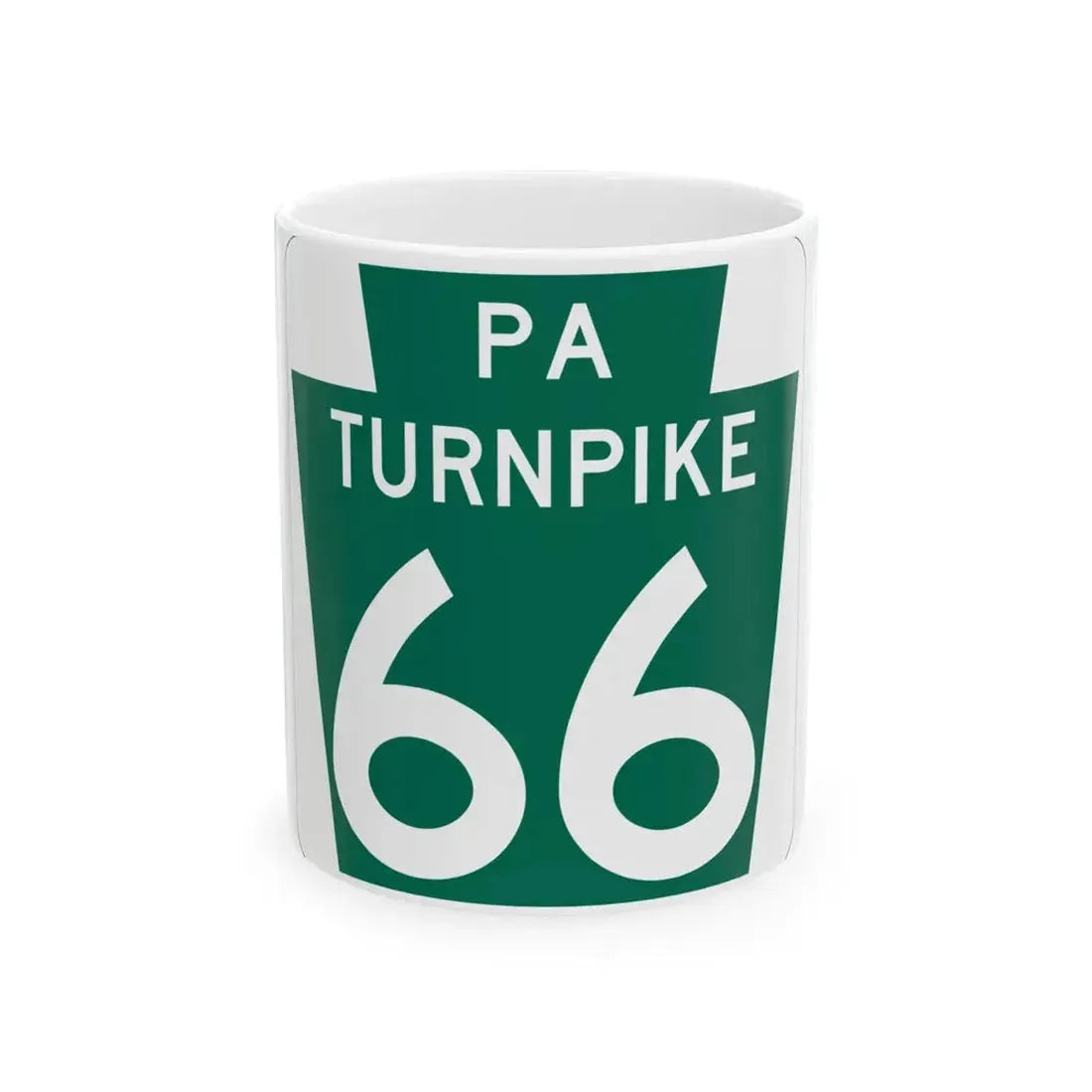 Turnpike-66 (Pennsylvania) (Road Sign) White Coffee Mug 11oz - Go Mug Yourself