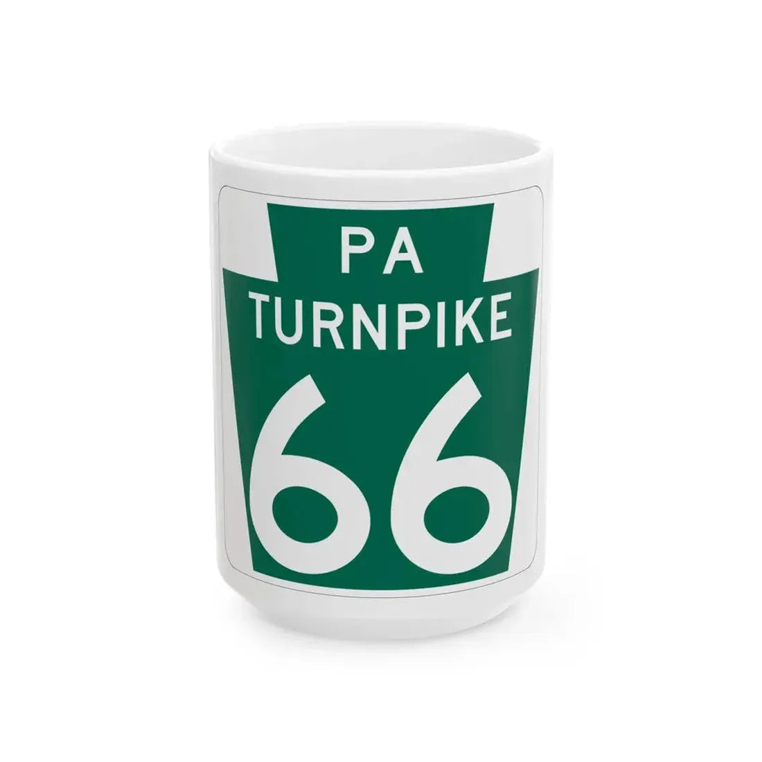 Turnpike-66 (Pennsylvania) (Road Sign) White Coffee Mug 15oz - Go Mug Yourself
