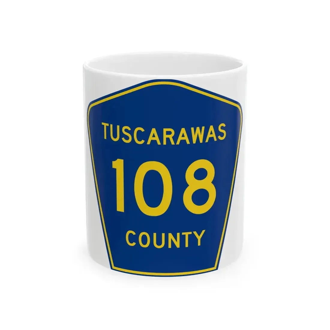 Tuscarawas County 108 (Ohio) (Road Sign) White Coffee Mug 11oz - Go Mug Yourself