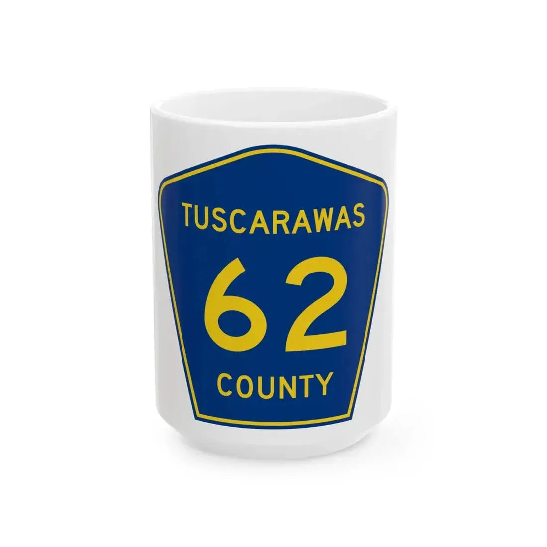 Tuscarawas County 62 (Ohio) (Road Sign) White Coffee Mug 15oz - Go Mug Yourself