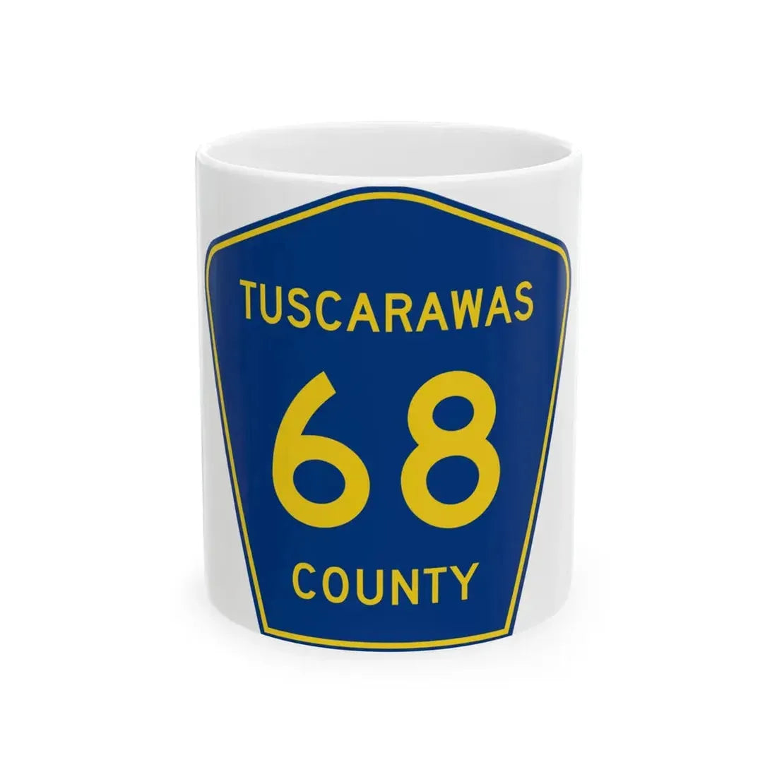 Tuscarawas County 68 (Ohio) (Road Sign) White Coffee Mug 11oz - Go Mug Yourself
