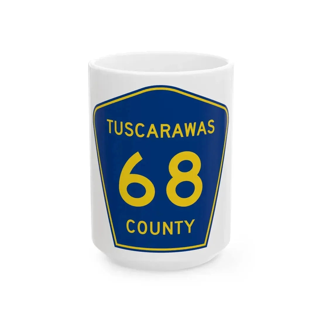 Tuscarawas County 68 (Ohio) (Road Sign) White Coffee Mug 15oz - Go Mug Yourself
