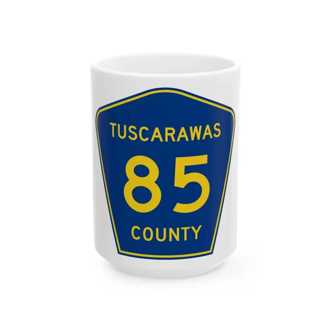 Tuscarawas County Route 85 (Ohio) (Road Sign) White Coffee Mug 15oz - Go Mug Yourself