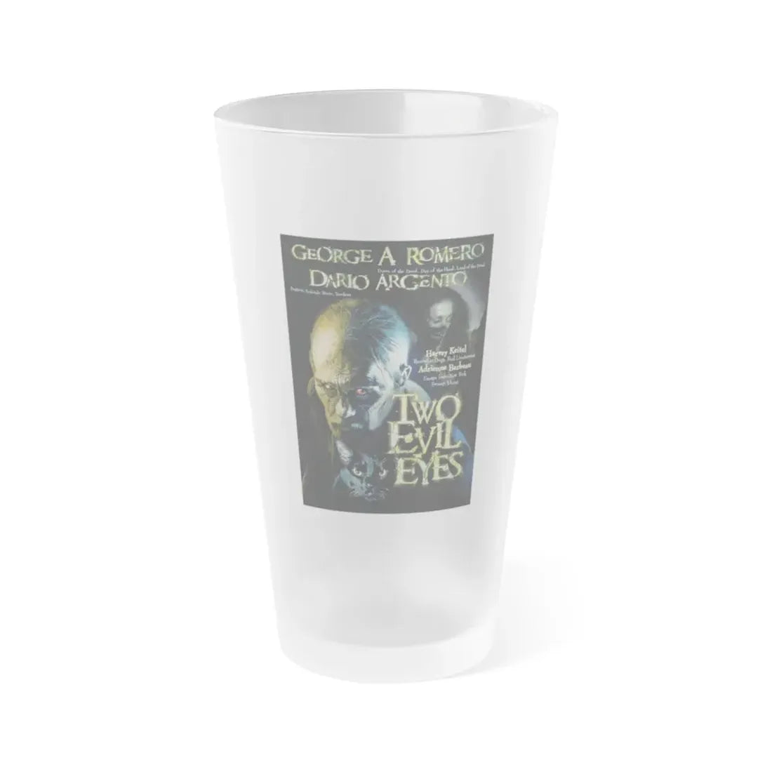 TWO EVIL EYES 1990 Movie Poster - Frosted Pint Glass 16oz Default Title - Go Mug Yourself