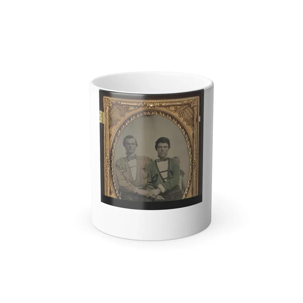 Two Unidentified Soldiers in Trans-Mississippi Confederate Battle Shirts (U.S. Civil War) Color Changing Coffee Mug 11oz-11oz-Go Mug Yourself