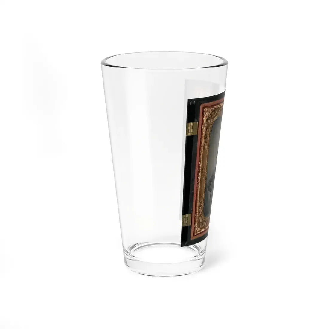 Two Unidentified Soldiers In Union Sack Coats In Front Of Painted Backdrop Showing Tent And Pine Trees (U.S. Civil War) Pint Glass 16oz - Go Mug Yourself