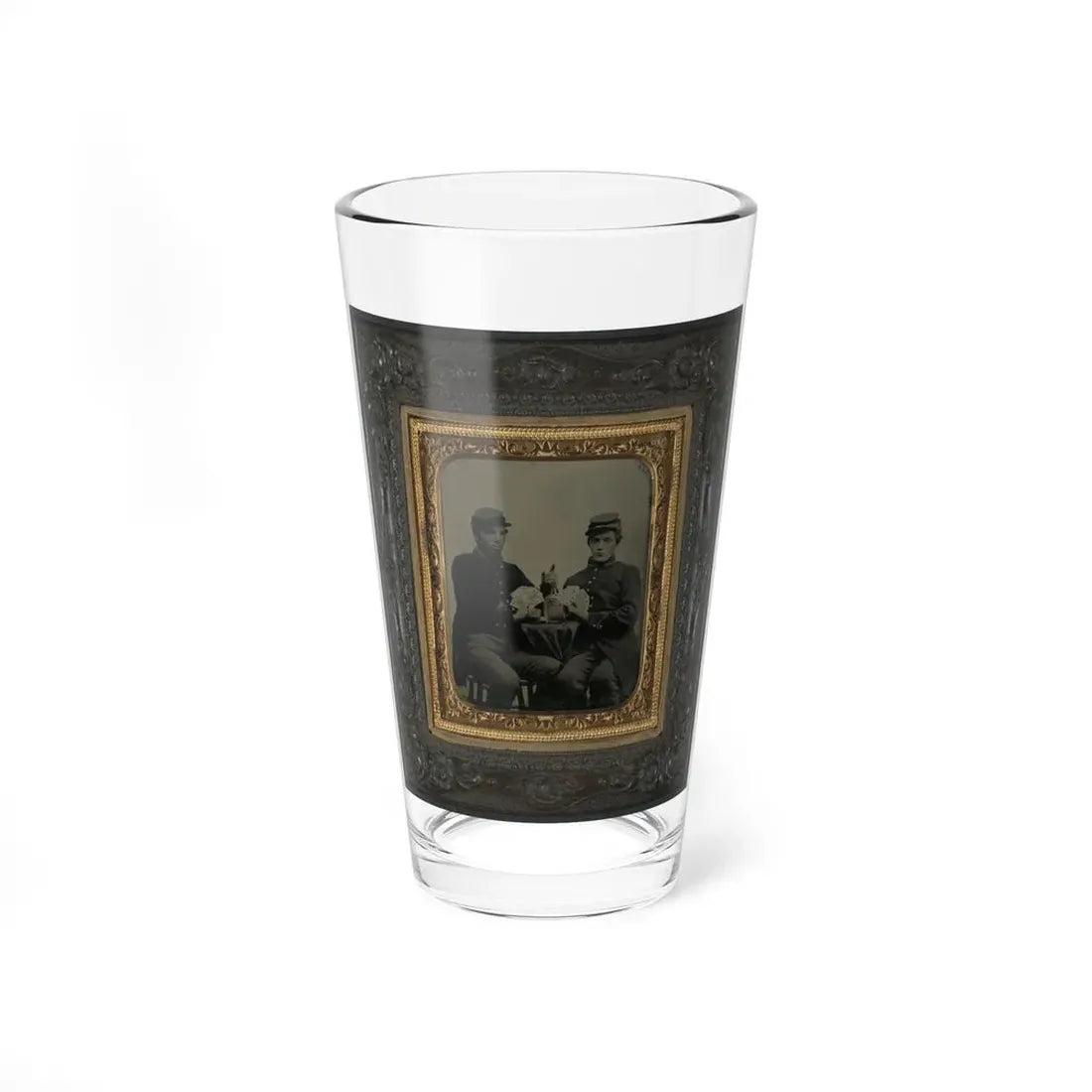 Two Unidentified Soldiers In Union Uniforms Drinking Whiskey And Playing Cards (U.S. Civil War) Pint Glass 16oz 16oz - Go Mug Yourself