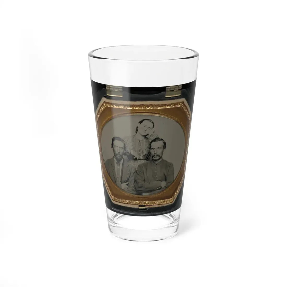 Two Unidentified Soldiers In Union Uniforms With Unidentified Woman (U.S. Civil War) Pint Glass 16oz 16oz - Go Mug Yourself