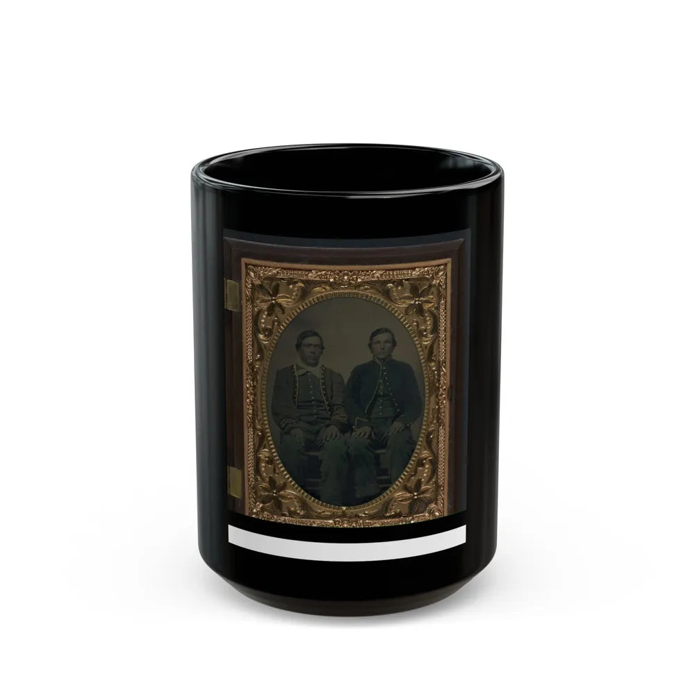 Two Unidentified Soldiers In Union Zouave Uniforms (U.S. Civil War) Black Coffee Mug-15oz-Go Mug Yourself