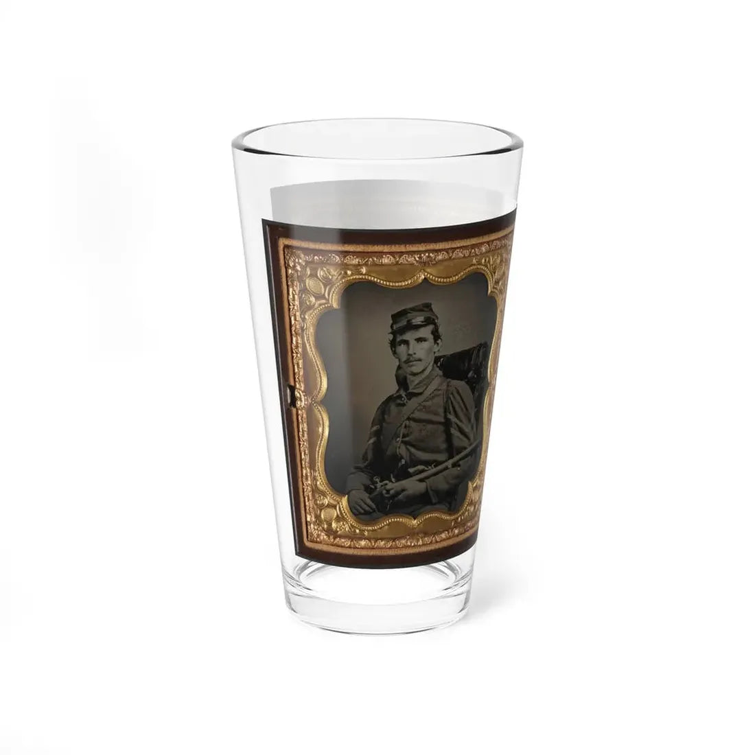 Two Unidentified Soldiers, Probably Brothers, In Union Corporal's And Private's Uniforms With Rifle Muskets And Revolvers (U.S. Civil War) Pint Glass 16oz - Go Mug Yourself