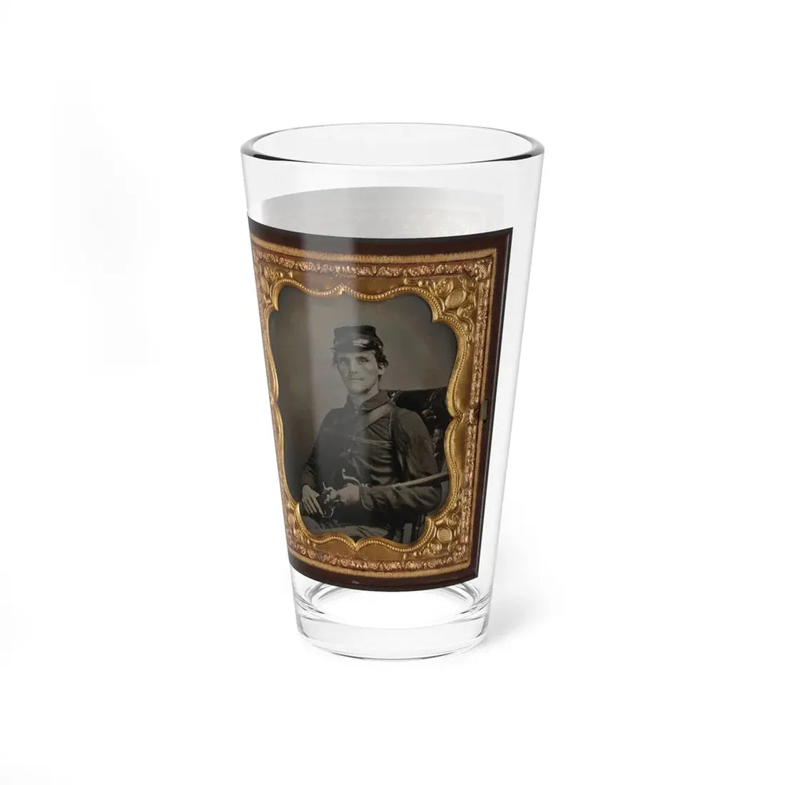 Two Unidentified Soldiers, Probably Brothers, In Union Corporal's And Private's Uniforms With Rifle Muskets And Revolvers (U.S. Civil War) Pint Glass 16oz - Go Mug Yourself