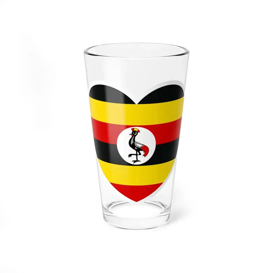 Uganda flag heart white (Uganda) Pint Glass 16oz 16oz - Go Mug Yourself