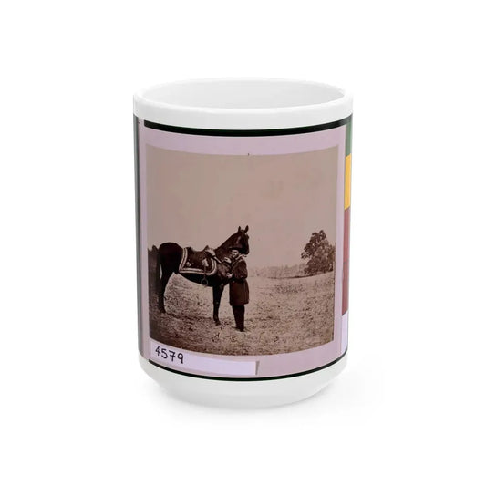 Ulysses S. Grant, Full-Length Portrait, Facing Left, Standing Alongside His War Horse,  Cincinnati (U.S. Civil War) White Coffee Mug 15oz - Go Mug Yourself
