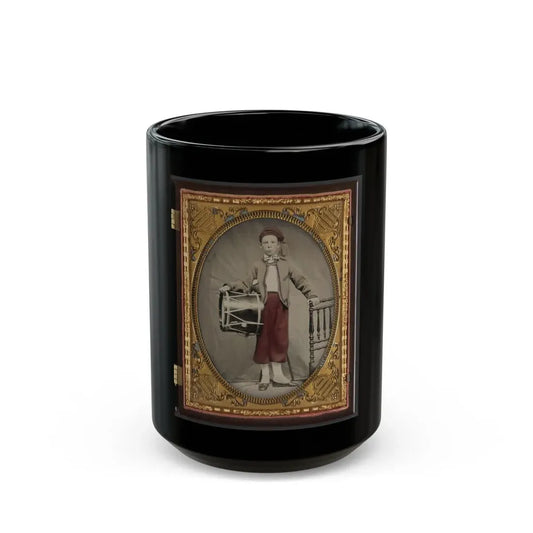 Unidentified Boy In Union Zouave Uniform With Drum (1) (U.S. Civil War) Black Coffee Mug 15oz - Go Mug Yourself