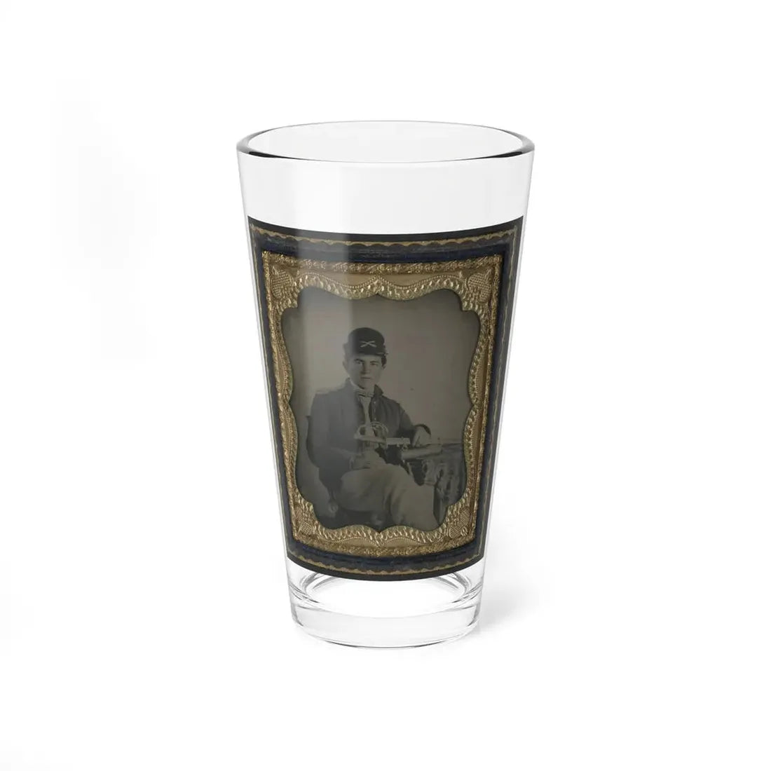 Unidentified Cavalry Soldier In Union Shell Jacket And Forage Cap With 1840 Cavalry Saber (U.S. Civil War) Pint Glass 16oz 16oz - Go Mug Yourself