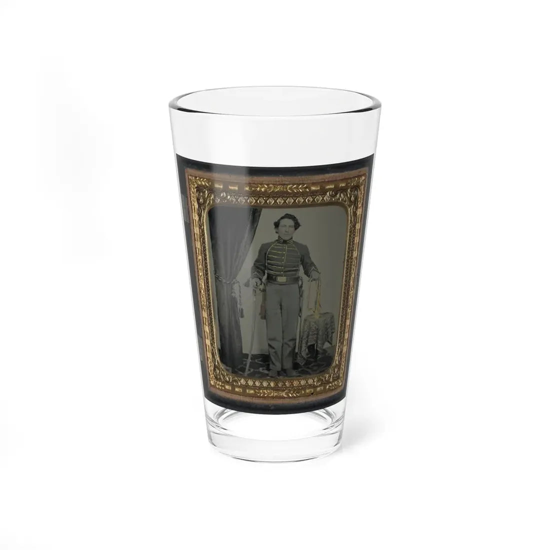 Unidentified Cavalry Soldier In Union Uniform With Bugle And Sword (U.S. Civil War) Pint Glass 16oz 16oz - Go Mug Yourself