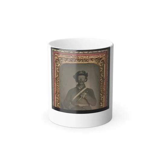 Unidentified Cavalry Soldier in Union Uniform With Hardee Hat Holding Model 1858 Light Cavalry Saber (U.S. Civil War) Color Changing Coffee Mug 11oz Default Title 11oz - Go Mug Yourself