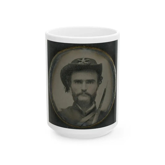 Unidentified Cavalry Soldier In Union Uniform With Sword (U.S. Civil War) White Coffee Mug 15oz - Go Mug Yourself