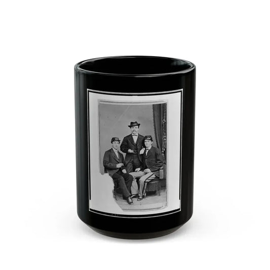 Unidentified Group Of Three Men, Full-Length Portrait, Two Seated, One Standing In The Background, Facing Front (U.S. Civil War) Black Coffee Mug 15oz - Go Mug Yourself