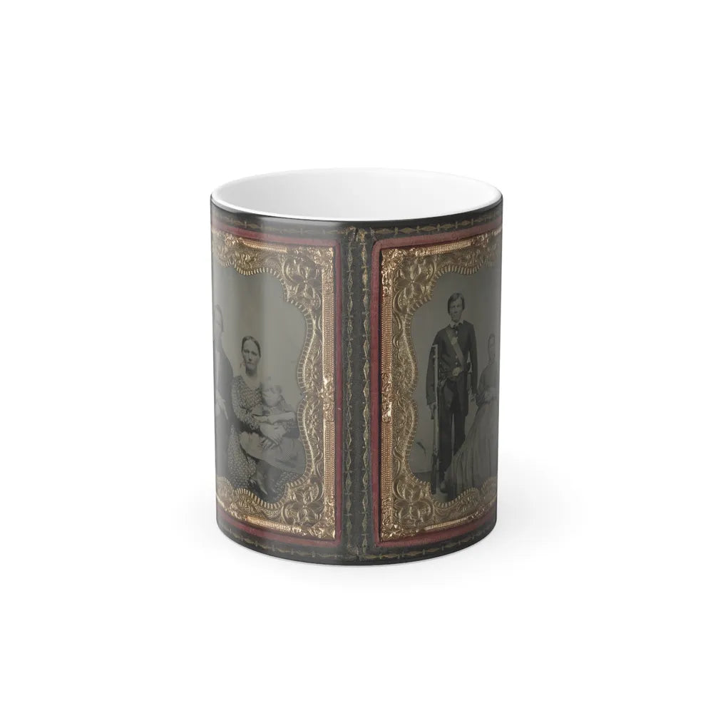 Unidentified Man, Woman, and Child and Unidentified Soldier With Musket and Woman (U.S. Civil War) Color Changing Coffee Mug 11oz-11oz-Go Mug Yourself