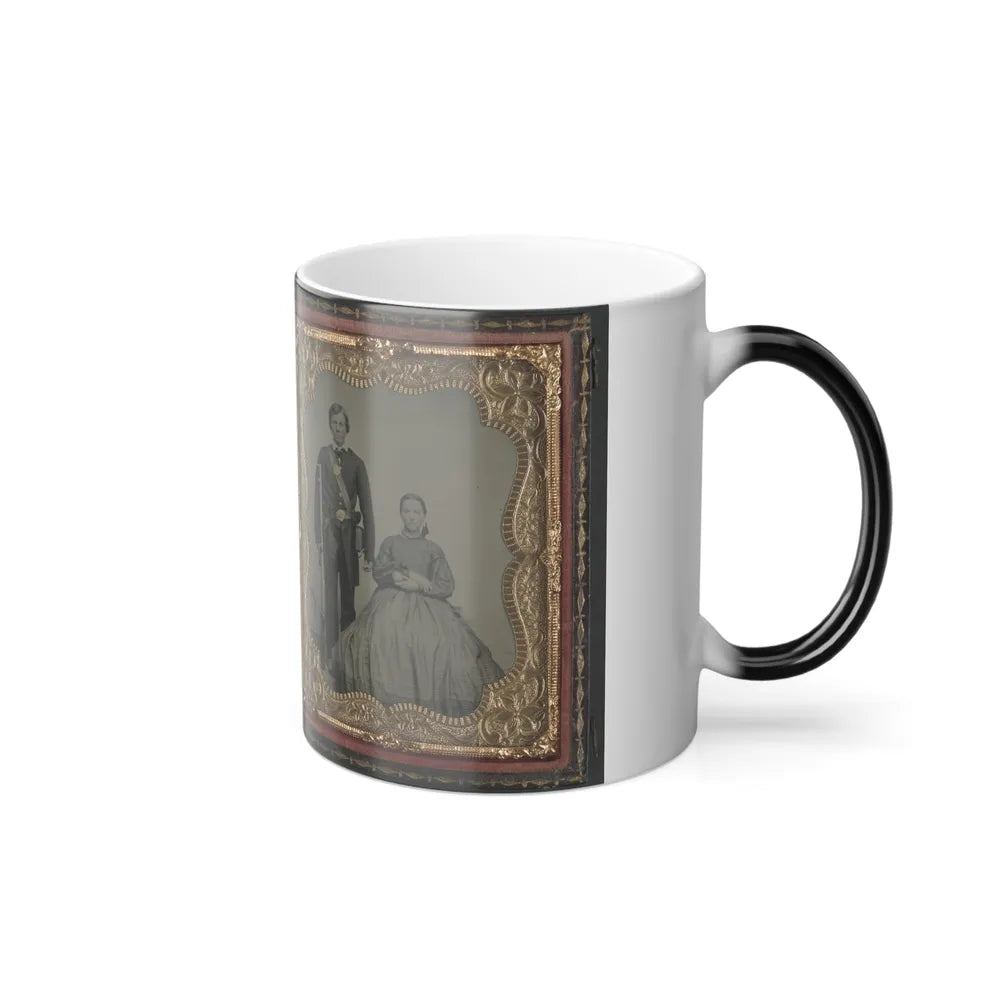 Unidentified Man, Woman, and Child and Unidentified Soldier With Musket and Woman (U.S. Civil War) Color Changing Coffee Mug 11oz-Go Mug Yourself