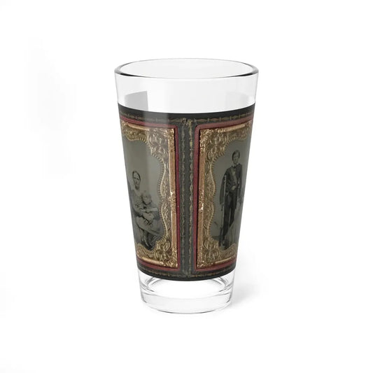 Unidentified Man, Woman, And Child And Unidentified Soldier With Musket And Woman (U.S. Civil War) Pint Glass 16oz 16oz - Go Mug Yourself