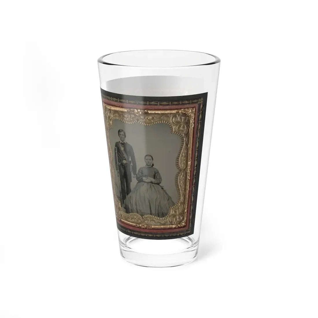 Unidentified Man, Woman, And Child And Unidentified Soldier With Musket And Woman (U.S. Civil War) Pint Glass 16oz - Go Mug Yourself