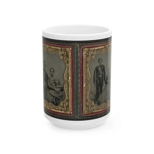 Unidentified Man, Woman, And Child And Unidentified Soldier With Musket And Woman (U.S. Civil War) White Coffee Mug 15oz - Go Mug Yourself