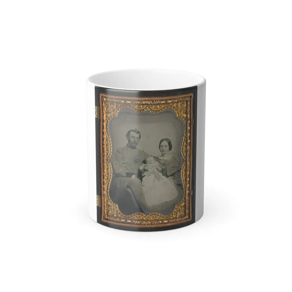 Unidentified Officer in Confederate Uniform With Wife and Baby (U.S. Civil War) Color Changing Coffee Mug 11oz-11oz-Go Mug Yourself