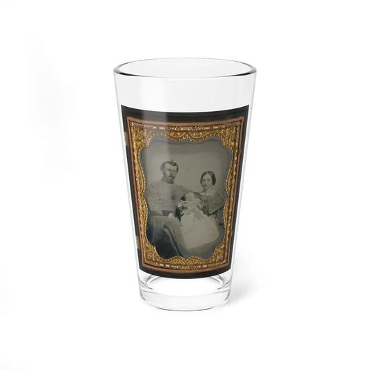 Unidentified Officer In Confederate Uniform With Wife And Baby (U.S. Civil War) Pint Glass 16oz 16oz - Go Mug Yourself