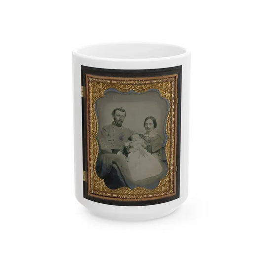Unidentified Officer In Confederate Uniform With Wife And Baby (U.S. Civil War) White Coffee Mug 15oz - Go Mug Yourself