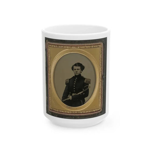 Unidentified Officer In Union Uniform With Sword (U.S. Civil War) White Coffee Mug 15oz - Go Mug Yourself